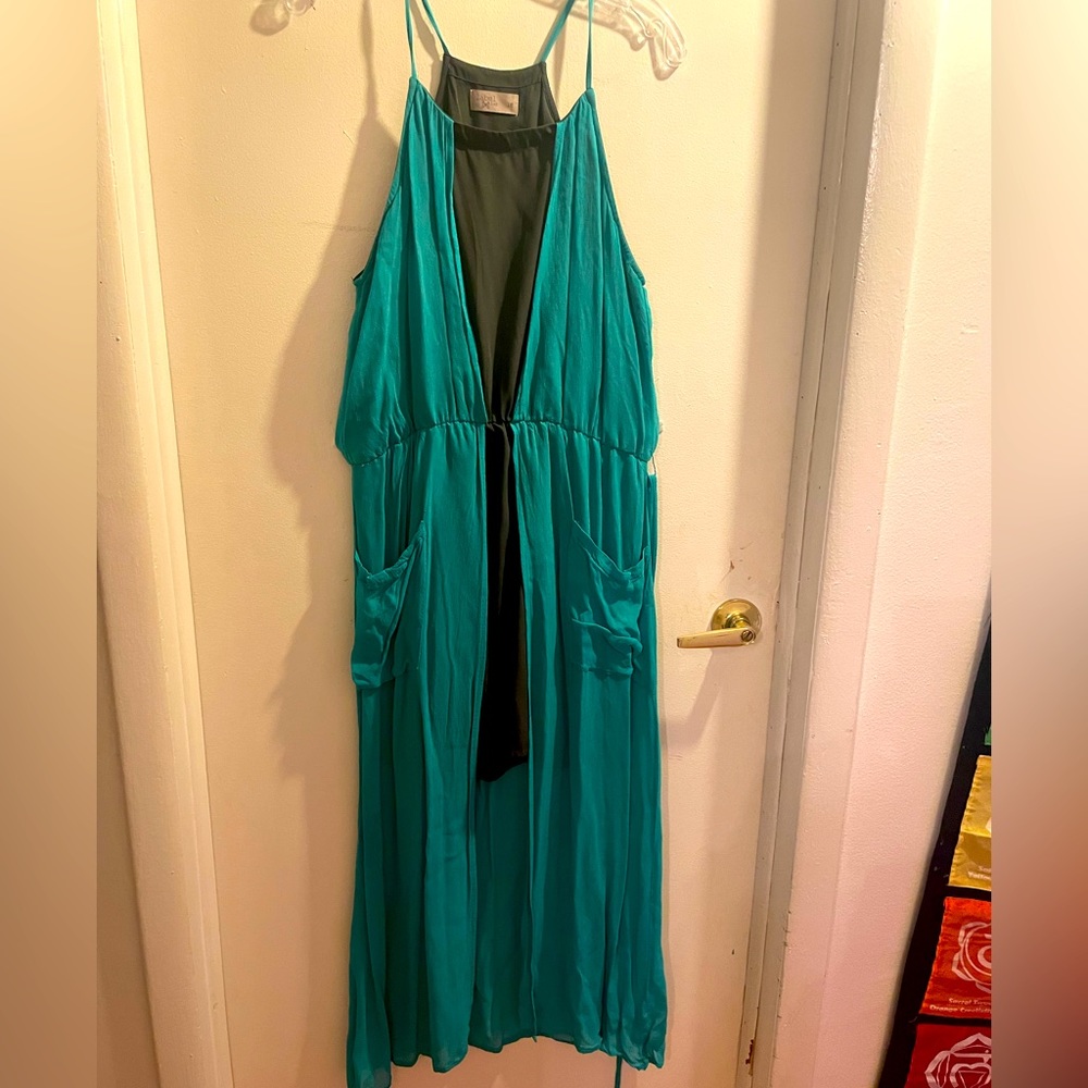 Label Lab Layered Dress Teal/grey With Pockets. Racer Back Size 14 US
